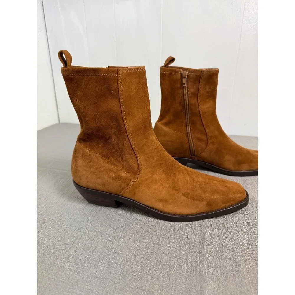 Madewell Idris Ankle Boots Russet Brown 9 Suede Booties NX430 Academia Preppy